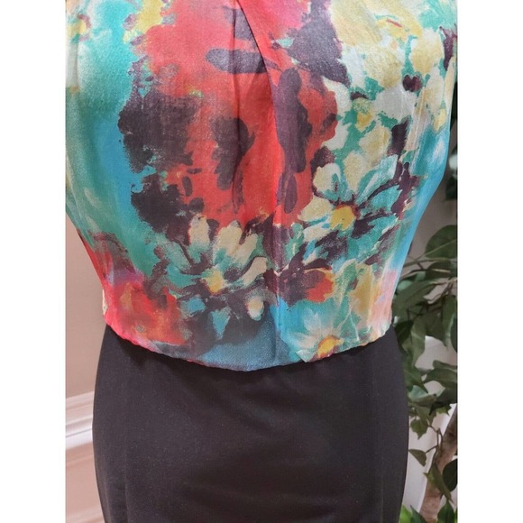 A.B.S Women's Multicolor Silk Round Neck Sleeveless Knee Length Dress Size 12 - Picture 3 of 11